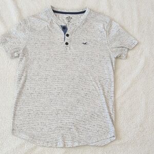 Hollister White and Gray Henley Shirt
